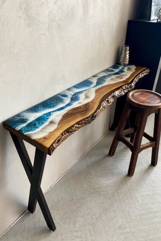Ocean Wave Epoxy Console Table