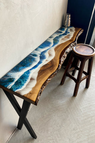 Ocean Wave Epoxy Console Table