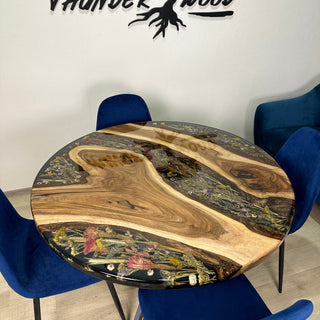 Pressed Flower Round Dining Table
