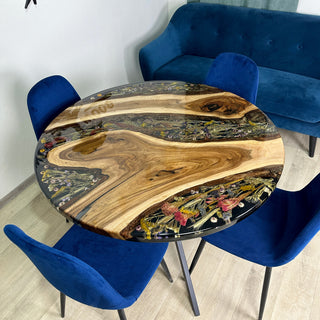 Pressed Flower Round Dining Table
