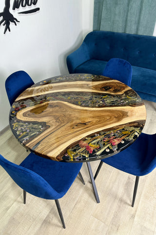 Pressed Flower Round Dining Table