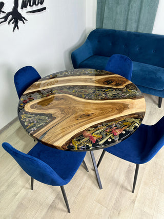 Pressed Flower Round Dining Table