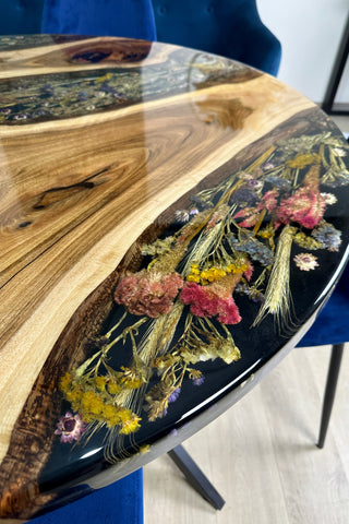 Pressed Flower Round Dining Table