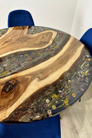 Pressed Flower Round Dining Table