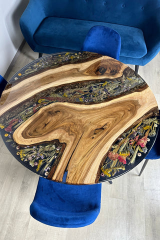 Pressed Flower Round Dining Table