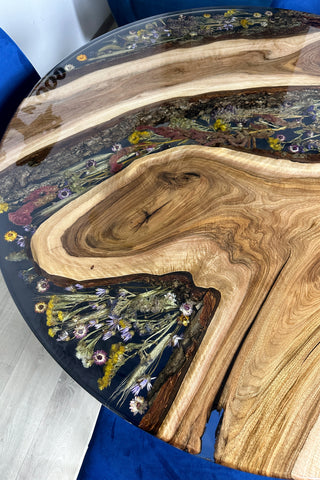 Pressed Flower Round Dining Table