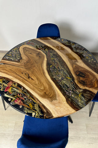 Pressed Flower Round Dining Table