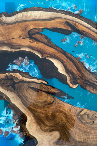 Waterfall Wood and Epoxy Coffee Table