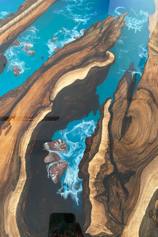 Waterfall Wood and Epoxy Coffee Table