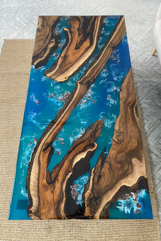 Waterfall Wood and Epoxy Coffee Table