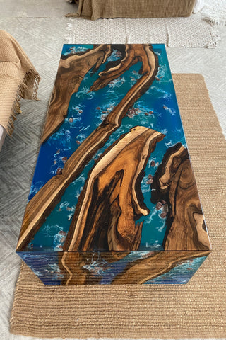 Waterfall Wood and Epoxy Coffee Table