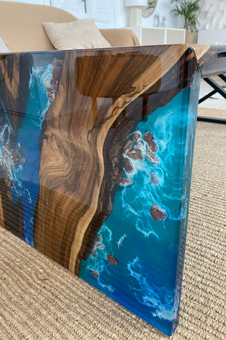 Waterfall Wood and Epoxy Coffee Table