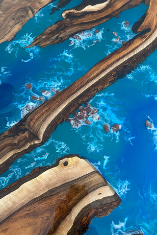 Waterfall Wood and Epoxy Coffee Table