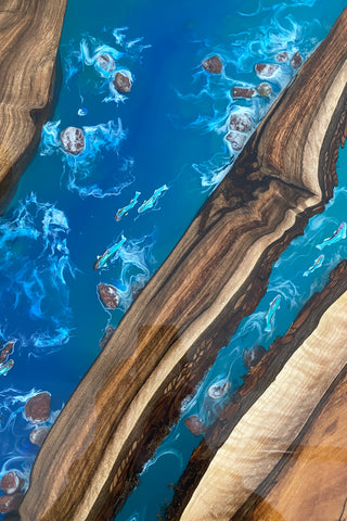 Waterfall Wood and Epoxy Coffee Table