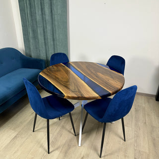Custom Clear Blue Epoxy Round Table