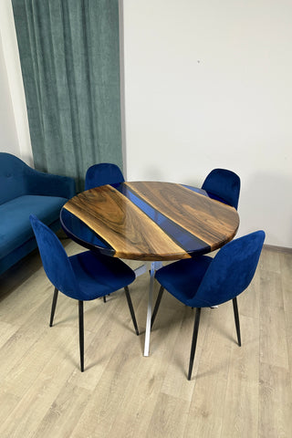 Custom Clear Blue Epoxy Round Table
