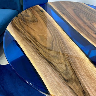 Custom Clear Blue Epoxy Round Table