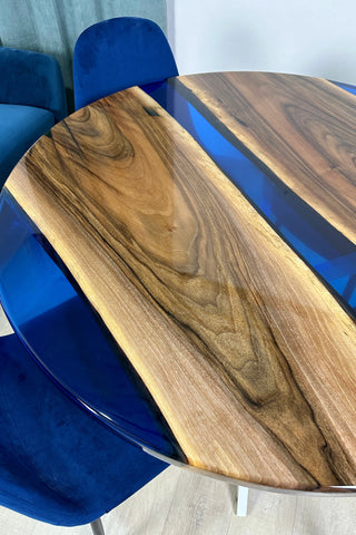 Custom Clear Blue Epoxy Round Table