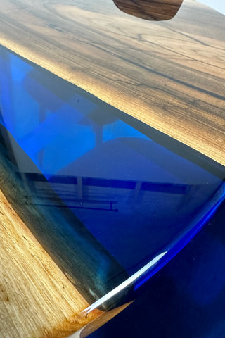 Custom Clear Blue Epoxy Round Table