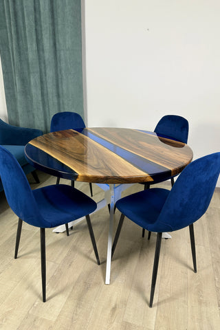 Custom Clear Blue Epoxy Round Table
