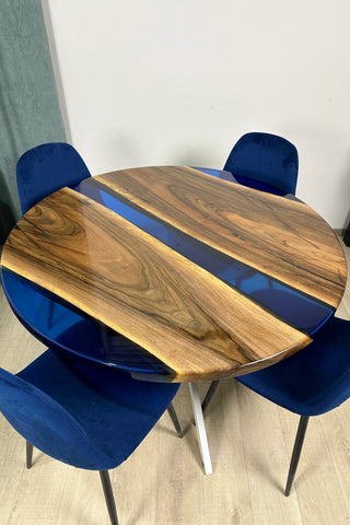 Custom Clear Blue Epoxy Round Table