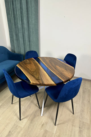 Custom Clear Blue Epoxy Round Table
