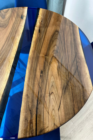 Custom Clear Blue Epoxy Round Table