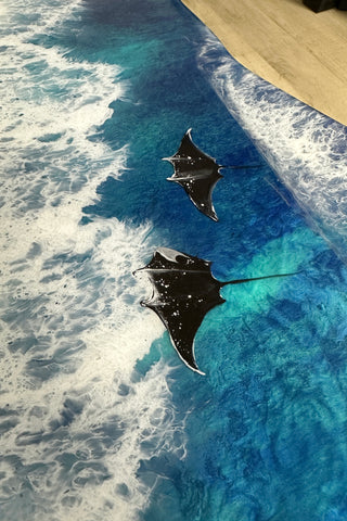 Live Edge Ocean Epoxy Table With Sea Creatures