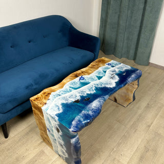 Double Waterfall Live Edge River Couchtisch