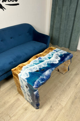 Double Waterfall Live Edge River Coffee Table