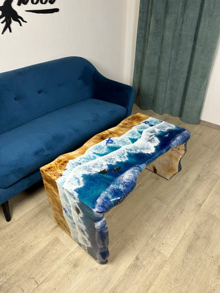 Double Waterfall Live Edge River Couchtisch