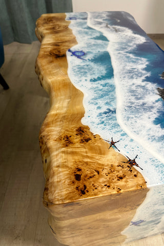 Live Edge Ocean Epoxy Table With Sea Creatures