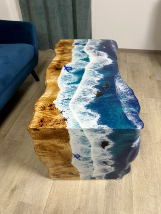 Double Waterfall Live Edge River Couchtisch