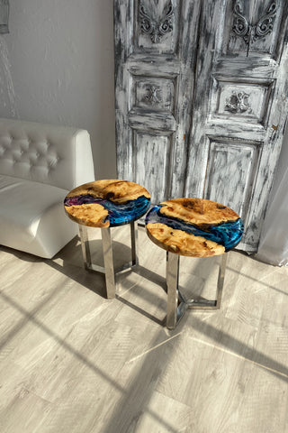 Round Coffee Epoxy Table Set of 2