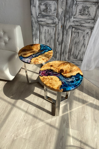 Round Coffee Epoxy Table Set of 2