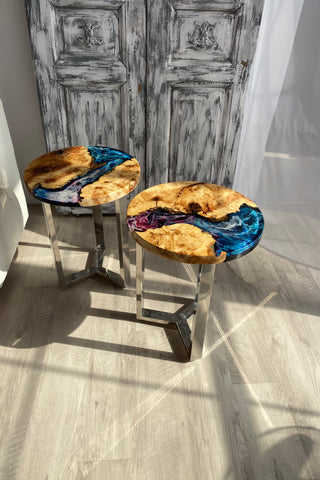 Round Coffee Epoxy Table Set of 2