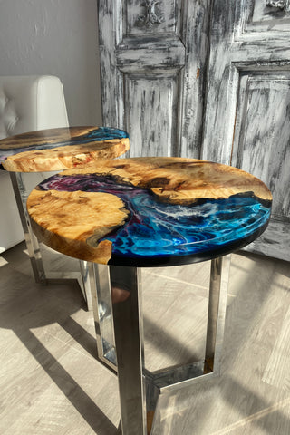 Round Coffee Epoxy Table Set of 2
