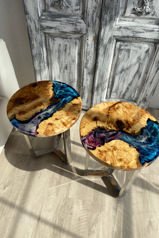 Round Coffee Epoxy Table Set of 2