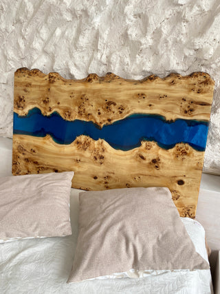 Blue Epoxy River Wooden Headboard