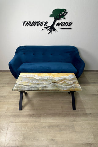 Gold Resin Wood Table