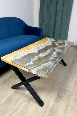 Gold Resin Wood Table