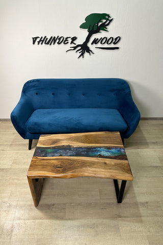 Waterfall Wood and Space Colors Epoxy Table