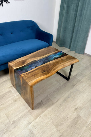 Waterfall Wood and Space Colors Epoxy Table