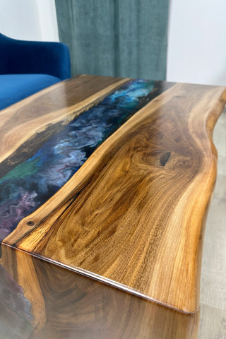 Waterfall Wood and Space Colors Epoxy Table