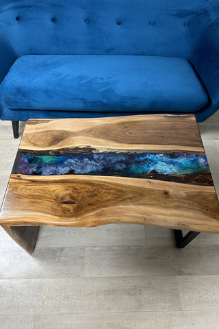 Waterfall Wood and Space Colors Epoxy Table