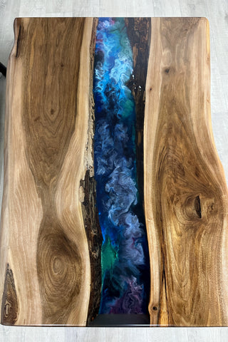Waterfall Wood and Space Colors Epoxy Table