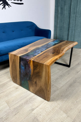 Waterfall Wood and Space Colors Epoxy Table