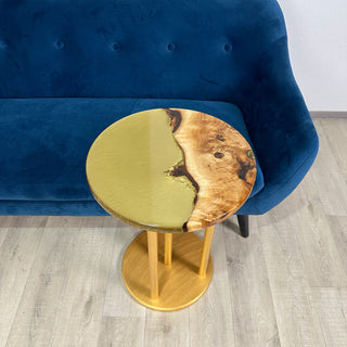 Goldener runder Beistelltisch aus Kunstharz
