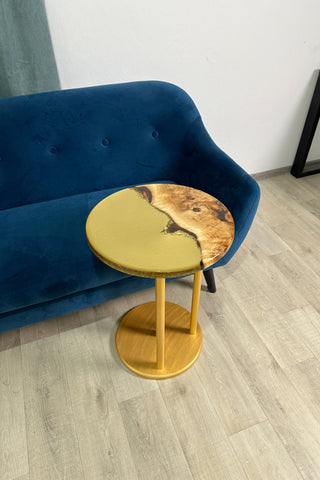 Golden Round Resin Side Table