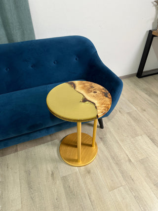 Golden Round Resin Side Table